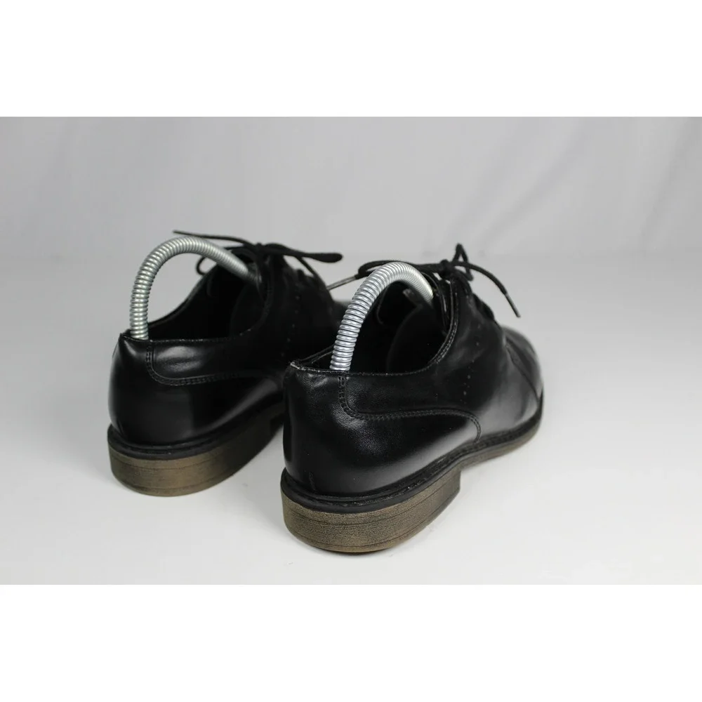 Borelli Kids Black Lace Up Dress Shoes Perforated Toe Oxford Derby Size 4